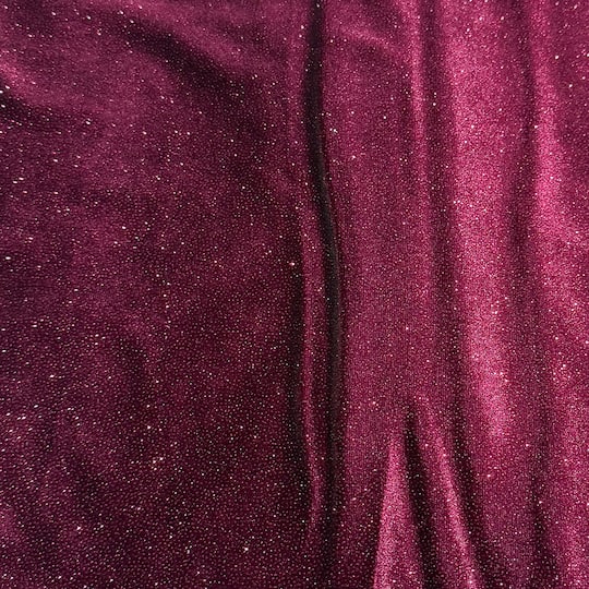 Feldman Maroon Sparkle Stretch Velvet Fabric